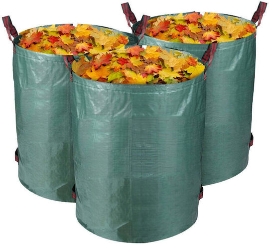 Set 3 Coșuri de Grădină Mânere de Transport Pliabile Reutilizabile Rezistente la Apă Pentru Colectarea Frunzelor Iarba 86 X 67 Cm 300l Verzi