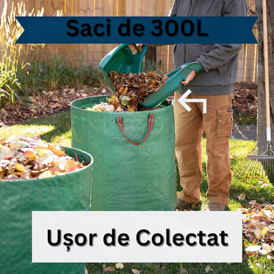 Set 3 Coșuri de Grădină Mânere de Transport Pliabile Reutilizabile Rezistente la Apă Pentru Colectarea Frunzelor Iarba 86 X 67 Cm 300l Verzi