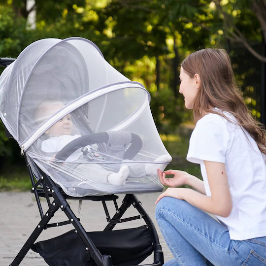 Loomy Mückennetz Kinderwagen aus Tüll LM-20200 mit Gummizug Weiß