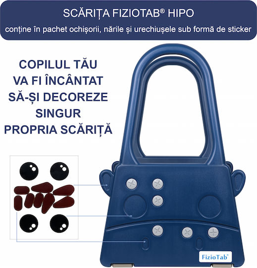 Fiziotab Scăunel Treaptă Pentru Copii Cu Mânere Două Trepte Suprafață Antiderapantă Baie Bucătărie Albastru Închis Galben Hipoalergenic