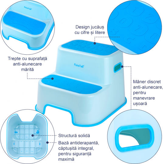 Fiziotab Two-step Potty Training Seat Non-slip Surface Featuring Numbers Letters Multifunctional Blue