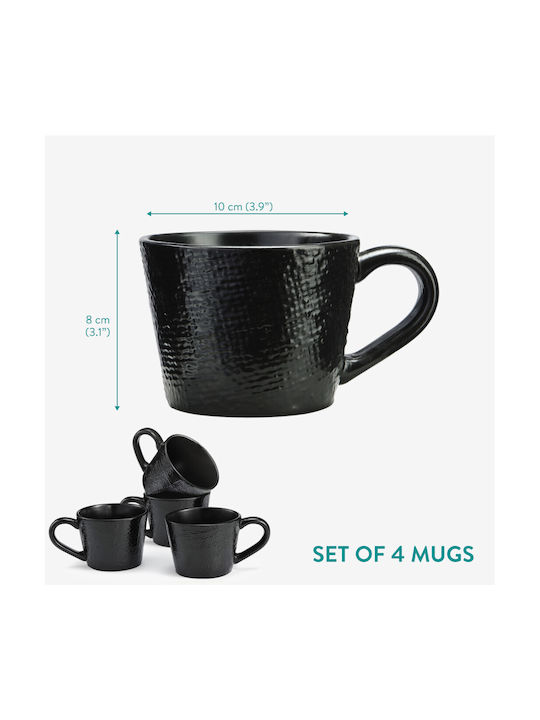 Navaris Mug Ceramic Black 350ml 4pcs