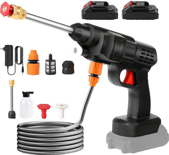 Portable Cordless High Pressure Water Gun Dual Battery Operation Versatile Nozzle Options 2 Battery