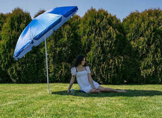 Umbrelă Pliabilă De Plajă Cu Diametru 1.5m Și Protecție UV Albastră