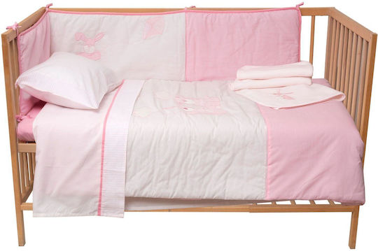 Viopros Baby Crib Bedding Set 6pcs Pink