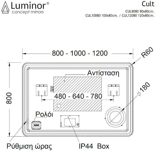 Luminor Cult Καθρέπτης Μπάνιου 80x80cm