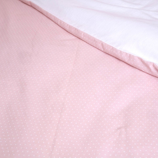 Viopros Set Lenjerii De Patut Bebe Pentru Cradle Din Flanel Roz-Alb 80x100cm 2 Bucăți