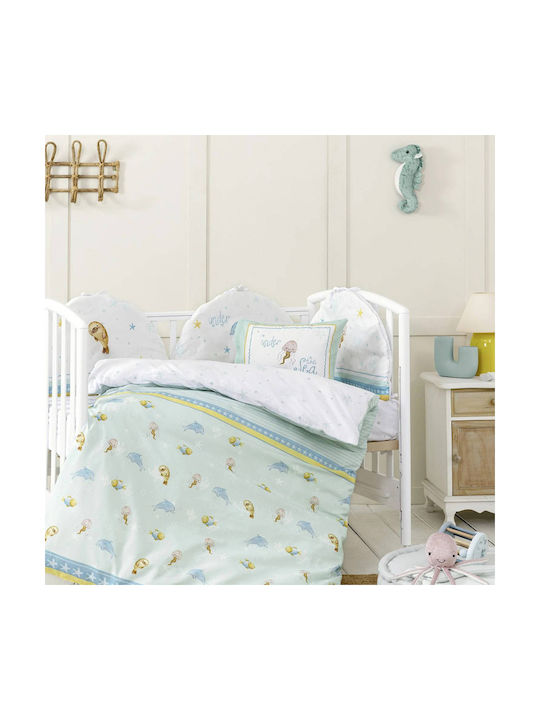 Nima Sea Love Baby Sheets Set Crib Cotton Fitted Turquoise 70x140cm 3pcs