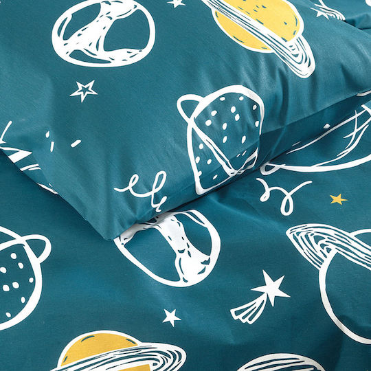 Rythmos Saturn Baby Sheet Cradle Cotton Petrol 80x110cm