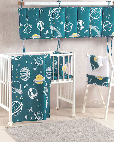Rythmos Saturn Baby Sheet Cradle Cotton Petrol 80x110cm