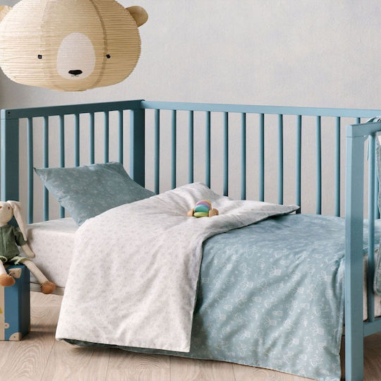 Kentia Zuccero Комплект Бебешки Чаршафи За Количка Памучни Син 65x120бр 2бр