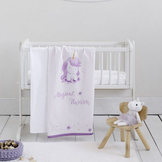 Nima Magical Unicorn Seturi de cearșafuri pentru bebeluși Pentru Cradle Bumbac Lila Albe 70x110buc