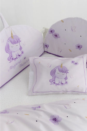 Nima Magical Unicorn Seturi de cearșafuri pentru bebeluși Pentru Cradle Bumbac Lila Albe 70x110buc
