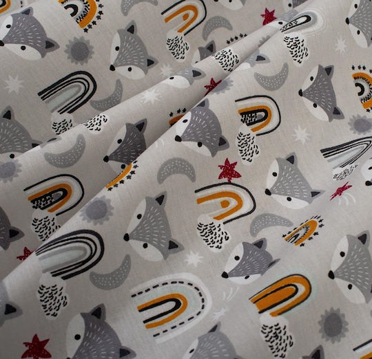 Dimcol Bebe Fox Baby Sheet Crib Cotton Fitted Gray 70x140cm