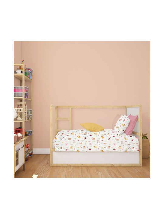 Dimcol Бебешки Чаршаф За Количка Памук Бял 80x110бр
