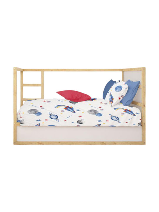 Dimcol Bebe Space Baby Sheets Set Crib Cotton Multicolored 120x160cm 3pcs