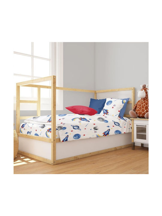 Dimcol Bebe Space Baby Sheets Set Crib Cotton Multicolored 120x160cm 3pcs