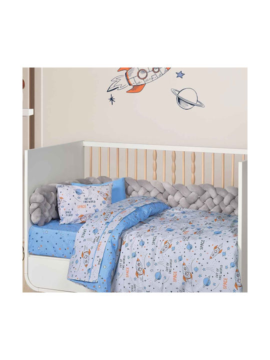 Das Home Σετ Βρεφικά Σεντόνια Κούνιας Βαμβακερά Blue, Grey, Orange 130x170εκ. 3τμχ