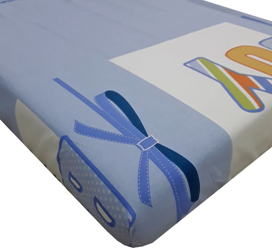 Beboulino It's A Boy Бебешки Чаршаф За Количка Памук с ластик Син 60x120бр