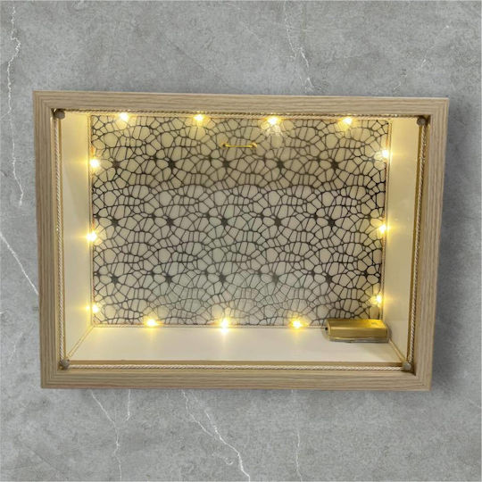 Cutie de Perete pentru Coroană de Nuntă Dreptunghiulară Lemnoasă Bej 30x40εκ.