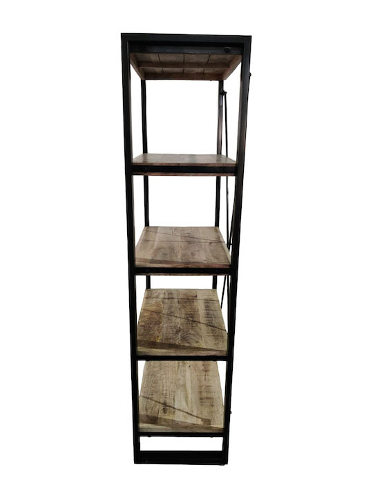 Bookcase Asha Black / Natural 80x45x185cm