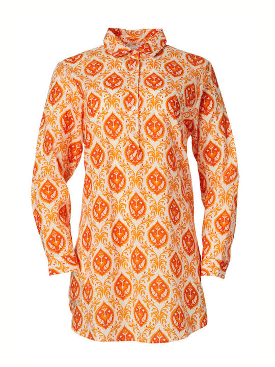 Sommer Mini Hemdkleid Orange