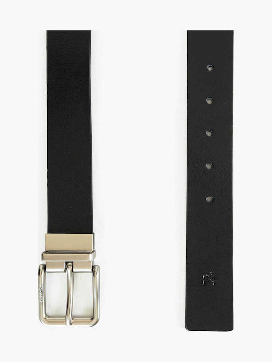 Men's Belt Leather Knitted Black