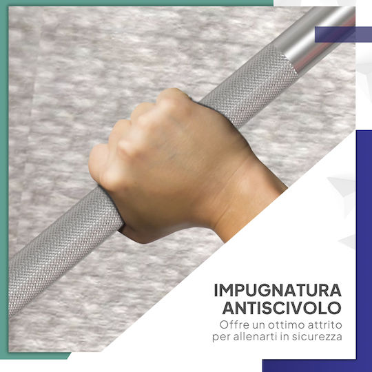 Sportnow Ίσια Μπάρα Φ25mm 7kg Μήκους 170cm με Βιδωτά Κολάρα