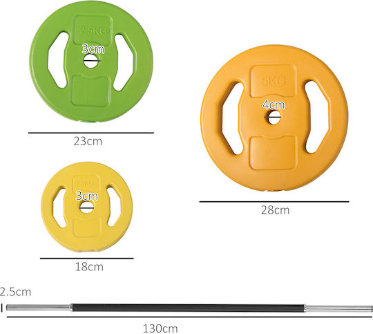 HomCom Straight Bar Ø28mm 20kg 28cm Length without Collar