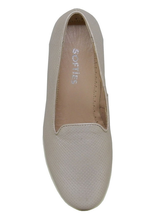 Δερμάτινα Γυναικεία Loafers Σαμπανιζέ