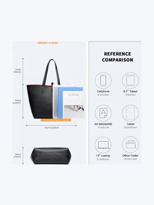 Γυναικεία Τσάντα Shopper Ώμου Μαύρη