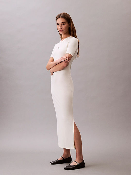 Sommer Midi Damenkleid Gestrickt Cloud Cream Ecru