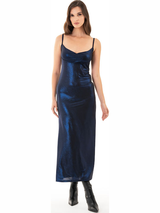 Καλοκαιρινό Midi Βραδινό Φόρεμα Εξώπλατο Electric Blue