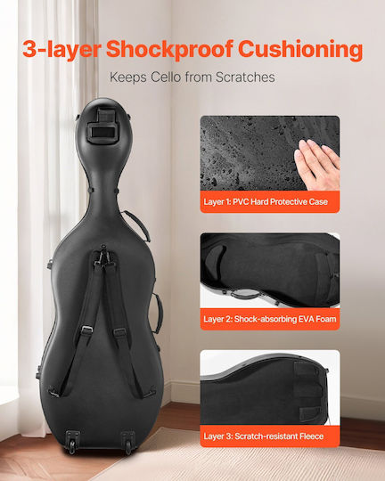 Vevor Case Cello Padded 4/4 Gray