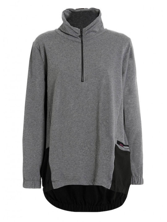 Women's Tunic Dress Long Sleeve with Zipper Gray