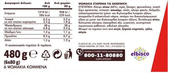Kris Kris pentru sandvișuri Grâu Sandviș 480gr 6buc