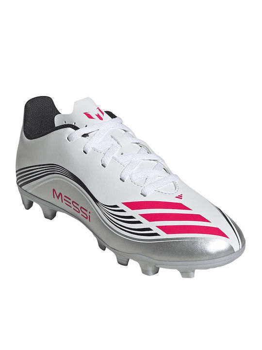 F50 Messi Club Kids Molded Soccer Shoes Cloud White / Lucid Red / Silver Metallic