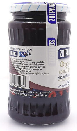Zografos Jam With Fructose Forest Fruits No Sugar Added 415gr