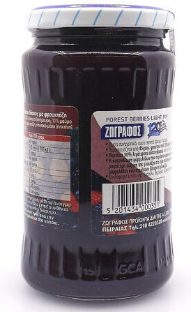 Zografos Jam With Fructose Forest Fruits No Sugar Added 415gr