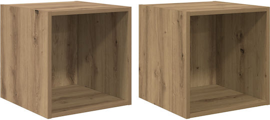 Wall Shelves Beech (2 Pieces) 37x37x37cm