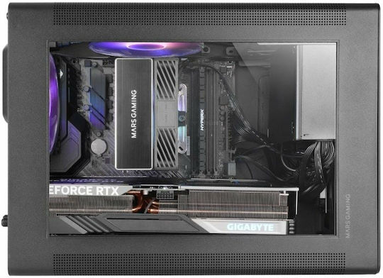Mars Gaming MC-XPS Gaming Mini Tower Computer Case with Side Window and RGB Lighting Black