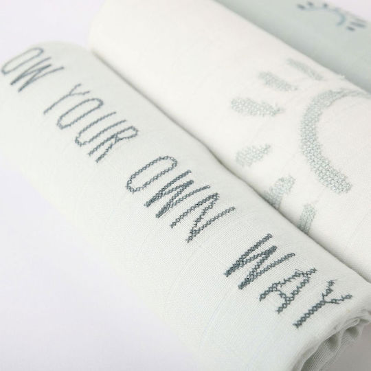 Minene Muslin Swaddle Wraps Sky Blue Light Blue 70x70cm. 3pcs