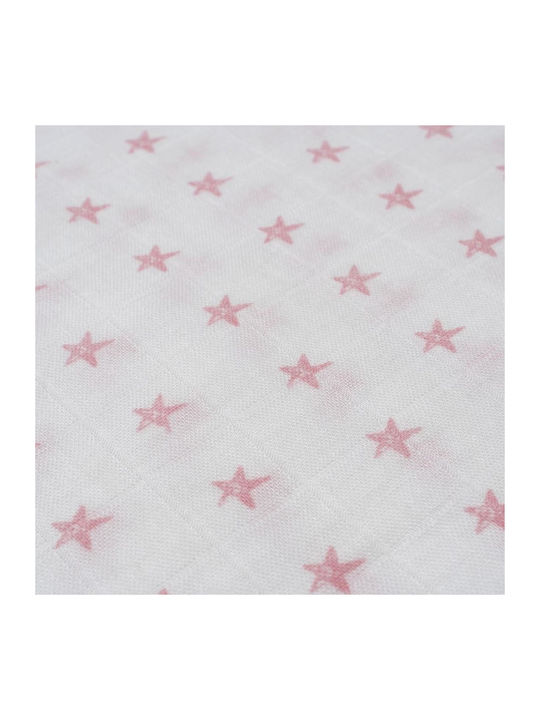 Interbaby Πάνα Αγκαλιάς από Μουσελίνα White, Pink 120x120εκ.