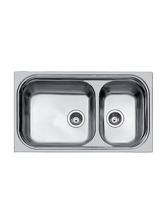 Foster Big Bowl Δεξιός Ένθετος Νεροχύτης Δεξιός Inox Σατινέ Μ86xΠ50cm Ασημί