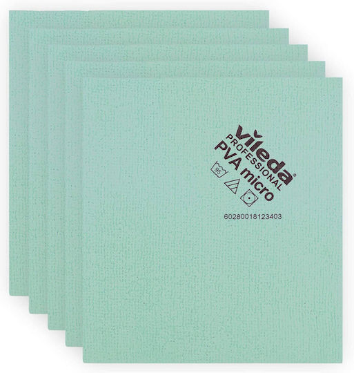 Vileda Micro Cleaning Cloths with Microfibers General Use Green 38x35cm