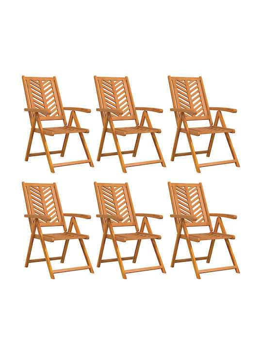 Outdoor-Stuhl Hölzernes Braun 6Stück 57x41x35εκ.