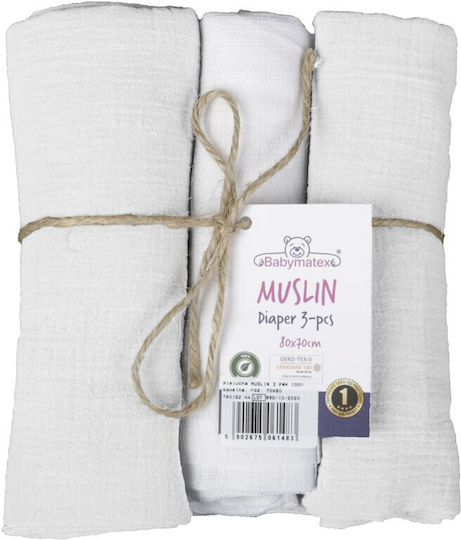Matex Muslin Swaddle Wrap White 70x80cm.
