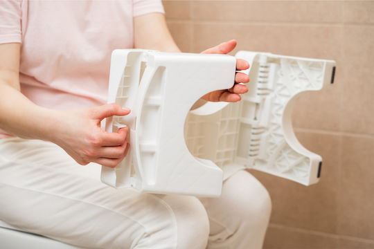 Taburet Toaletă Rabatabil Fiziotab Împotriva Constipației Hemoroizilor Suport Pentru Picioare Poziție Ghemuit Pe Toaletă Adulți Copii Plastic Durabil Alb Înălțime 17 Cm