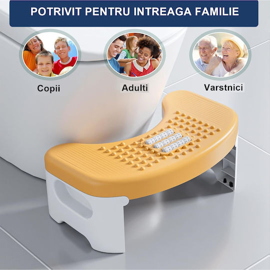 Taburet Toaletă Rabatabil Fiziotab Împotriva Constipației Hemoroizilor Corectează Poziția de Ghemuit pe Toaletă Adulți Copii 1 Bucată Portocaliu Înălțime 18 Cm