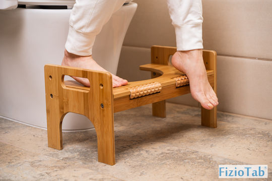 Fiziotab Bamboo Toilet Stool Raised Toilet Seat Correct Positioning Adjustable Height Brown